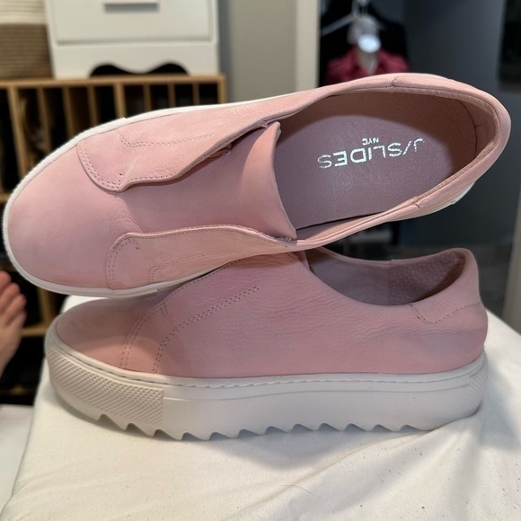 Like new J Slides NYC leather slip on platform sneaker shoes 6.5 pink white NWT - Picture 2 of 16